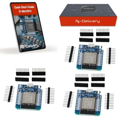 Image of AZDelivery D1 Mini NodeMCU ESP32 ESP WROOM 32 WLAN WiFi Bluetooth IoT Development Board 5V compatible with Arduino including E Book! (Pack of 3)
