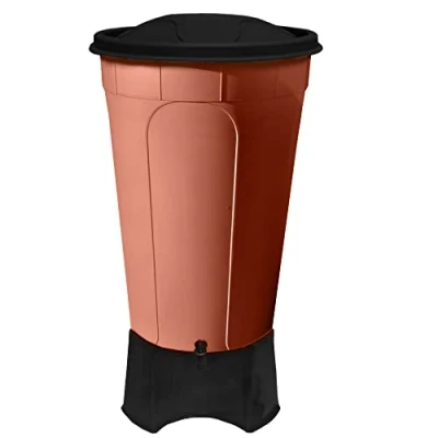 Image of 210L Water Butt XL with Stand &amp; Tap Garden Waterbutt Barrel Rain Collector Terracotta Saver