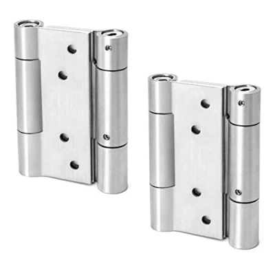 Image of QWORK® Double Action Spring Door Hinge, 304 Stainless Steel Loaded Swing Hinge for Cafe Saloon Door, 2 Pcs, 4 Inch