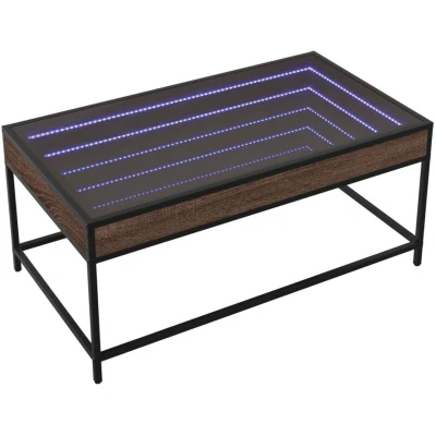 Image of vidaXL Coffee Table with Infinity LED Brown Oak 90x50x41 cm