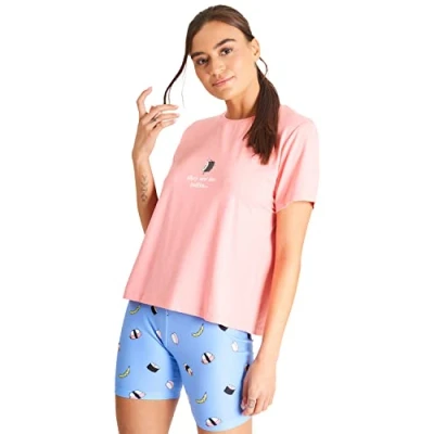 Image of Undercover Ladies Peach/Blue Sushi Short Pyjamas 791419 M