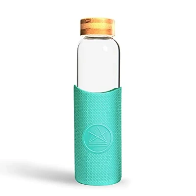 Image of Neon Kactus Glass Water Bottle Reusable Made with Borosilicate Travel For Hot &amp; Cold Drinks Durable, Leakproof, Non Slip Dishwasher Safe Free Spirit, 550ml
