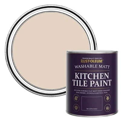 Image of Rust Oleum Pink water resistant Kitchen Tile Paint in Matt Finish Homespun 750ml, SHDRCT1474, 0.75 Liters