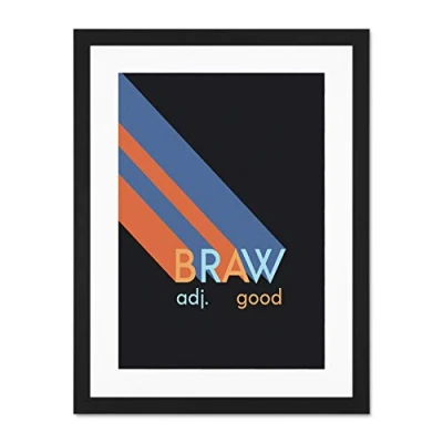 Image of Wee Blue Coo Scottish Word Definition Braw Good Scots Dictionary Large Art Print Poster Wall Decor 18x24 inch Supplied Ready To Hang With Included Mount Brackets