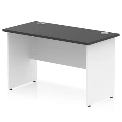Image of Impulse 1200x600mm Straight Office Desk Black Top White Panel End Leg