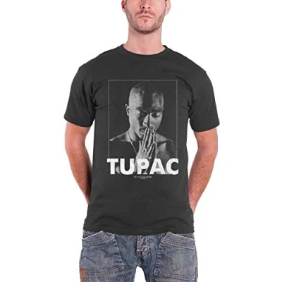 Image of Tupac T Shirt 2pac Praying Logo All Eyez on Me Official Mens Grey S