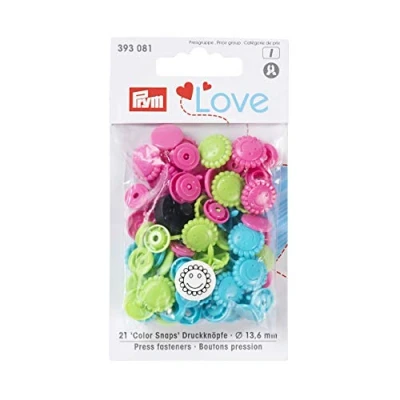 Image of PrymLove Fasteners, Turquoise/Apple Green/Bright Pink, 12 x 7 2 cm