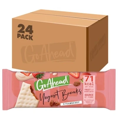 Image of Go Ahead Yogurt Breaks Strawberry Biscuits Twin Pack, Creamy Coated Snack Bars, 35 g (Pack of 24)