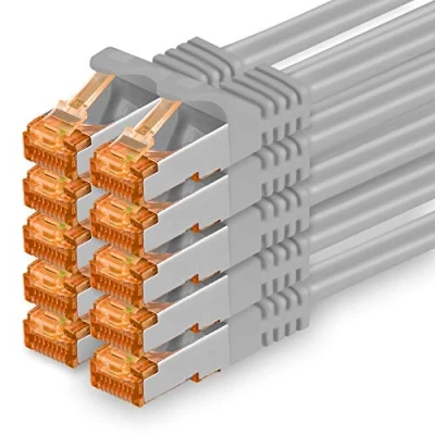Image of 1aTTack.de Cat.7 Ethernet cable 1,5m Grey Cat7 Lan Network 10GBASE T 10000 Mbps SFTP PIMF patchcable RJ45 plug