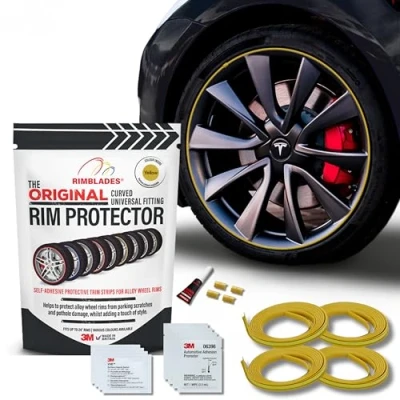 Image of Rimblades Original (Yellow) Alloy Wheel Protectors (Set of 4) Fits 12 24 Inch Rim Protection