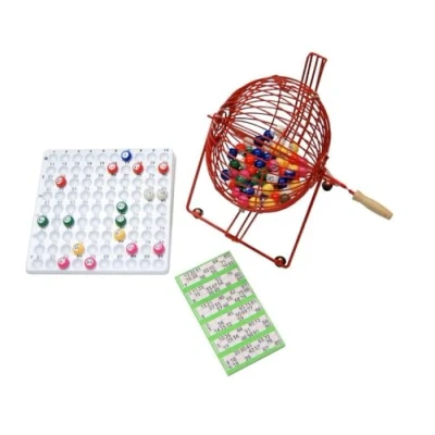 Image of Masters Traditional Games Standard Bingo Cage Set tombola game for pubs Home Metal cage, 90 balls, tray and tickets Family Lotto