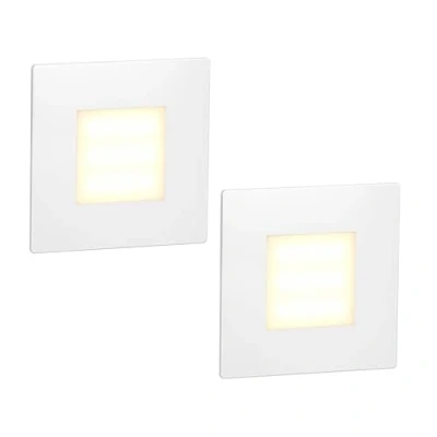 Image of ledscom.de 2 LED Staircase Light/recessed Wall Light FEX for Indoors and Outdoors, Angular, 85 x 85mm, Warm White