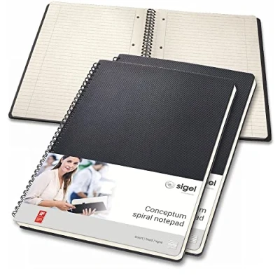 Image of SIGEL CO821 Spiral Notepad, approx. A4, lined, hardcover, Black, 3 Pieces Conceptum
