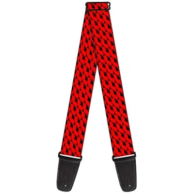 Image of Buckle Down GS W33900 &quot;Mustache Monogram Black/Red&quot; Guitar Strap