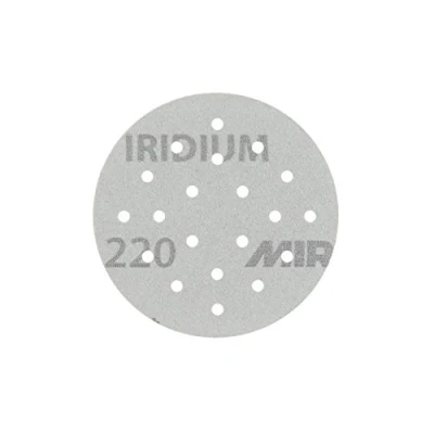 Image of Mirka Iridium Premium Sandpaper Ø 77mm 20H Grip Grit 220, 50 pcs / For sanding paint, putty, primer, wood, steel, mineral materials, plastic.