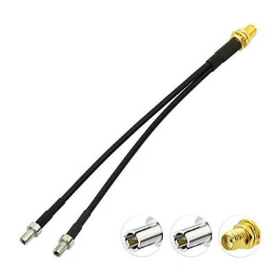 Image of Eightwood SMA Female Bulkhead to Dual TS9 Splitter Adapter Jumper Cable 6 inch Y Type for 4G LTE Antenna Router Mobile Hotspot