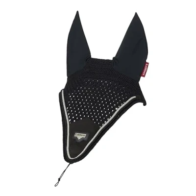 Image of LeMieux Puissance Fly Hood Extended Countoured Shape With Elastic Tie &amp; Button Black Medium