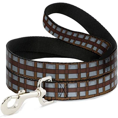 Image of Buckle Down Dog Leash Star Wars Chewbacca Bandolier Bounding Browns Gray 4 Feet Long 1.0 Inch Wide (DL WSW109 4FT)
