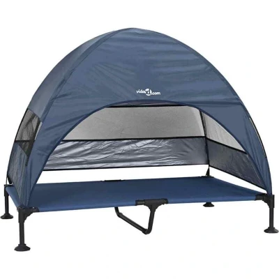Image of vidaXL Raised Dog Bed with Removable Roof Navy Blue XL Steel