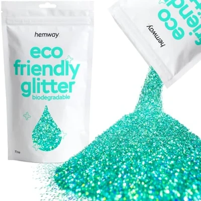 Image of Biodegradable Glitter Turquoise Blue Holographic Eco Friendly Plant Based Bio Fine for Face Body Hair Craft Resin Festival Makeup Eyeshadow 100g / 3.5oz
