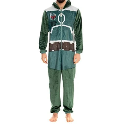 Image of Star Wars Mens Onesie Boba Fett Green Large