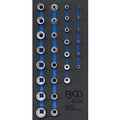 Image of BGS 4056 Tool Tray 1/3: Sockets 12 point 6.3 mm (1/4&quot;) / 12.5 (1/2&quot;) 29 pcs.