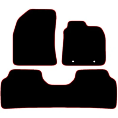 Image of Carsio Carpet Car Mats For Toyota Avensis 2011+ Facelift 3 Piece Set Tailored Fit Floor Mat Complete Accessory Black Custom Fitted All Weather, Anti Slip Backing &amp; Red Trim