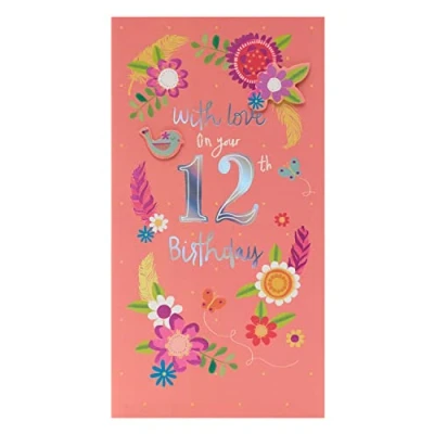 Image of UK Greetings 12th Birthday Card for Girl Flower Design