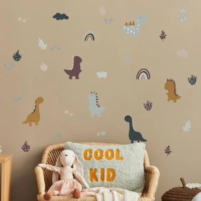 Image of Stickerscape Dinosaur Wall Stickers (Dinosaurs and Rainbows) Nursery Stickers, Dino Decals, Decor, Themed Bedroom Easy to Apply, Cleanly Removable