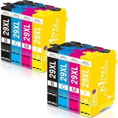 Image of KING OF FLASH Compatible 29 29XL Ink Cartridges Multipack for Epson Expression Home XP 235, 455, 245, 332, 335, 342, 432, 435, 442, 445 247 345 Strawberry (2 Set)