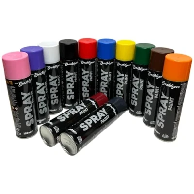 Image of Spray Paint Set 12 Colors 200ml Each Quick Dry Graffiti Cans for Wood, Stone, Metal, Glass Black White Blue Green Red Yellow Purple Orange Pink Brown Wine Charcoal Grey