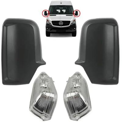 Image of ROBUST Door Wing Mirror Cover + Indicator Lens Right and Left for Mercedes Sprinter 2006 Onwards Volkswagen Crafter 2016 A0008111122 18229020 A0018229020 0018229020