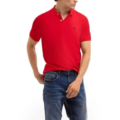 Image of U.S. Polo Assn. Mens Classic Shirt Button Down Short Sleeve Red XL
