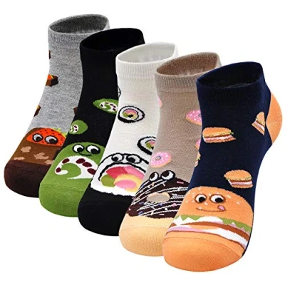 Image of Womens Funny Animal Socks Ladies Cotton Funky Cute Cartoon Odd Novelty Socks, Christmas 5 Pairs (Dog Pattern)