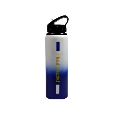 Image of Hy Pro Officially Licensed Real Madrid CF Aluminium Bottle 750ml, Fade Design, Matt, Integrated Folding Straw, Leakproof, Lightweight, Great Football Gift Idea