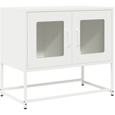 Image of vidaXL white steel tv cabinet 68x39x60.5 cm shelving unit/stand