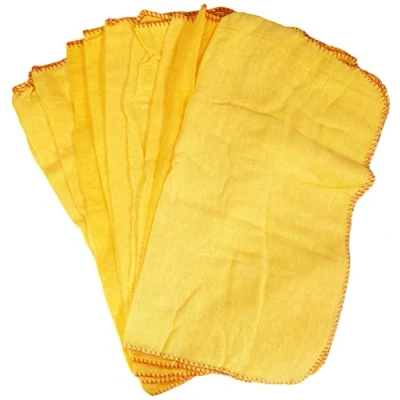 Image of Jantex Dusters (Pack of 10), Yellow, Reusable Dusting Cloths, Cotton, Machine Washable, Clean &amp; Polish Surfaces, Hods Dust for Pristine Finish, Colour Coded Cleaning, E943
