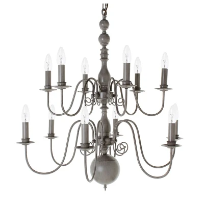 Image of Bologna Flemish Light Grey 12 Arm Chandelier
