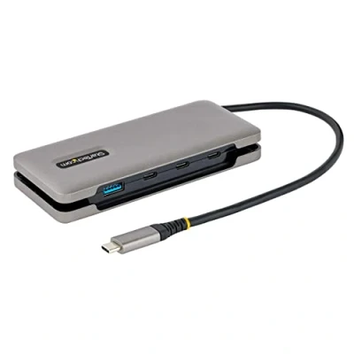 Image of StarTech.com 4 Port USB C Hub 1x A &amp; 3x Ports 3.2 Gen 2 (10Gbps) Bus Powered Type w/ 12.6in/32cm Wrap Around Cable Portable to Hub/Splitter (HB31CM1A3CB)