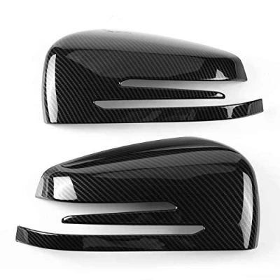 Image of Side Mirror Cover Caps, Carbon Fiber Rearview Cap Trim Compatible With Mercedes Benz A B C E S CLA GLK GLA Class W204 W246 W176 W212 W221 C117 X204 X156