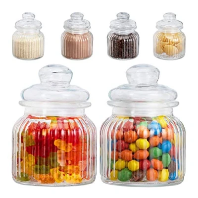 Image of Relaxdays 10027717 Glass Jars Pack of 6, 700ml, Airtight Lid, Decorative Food Storage, Wedding Candy Bar Set, Vintage, Clear