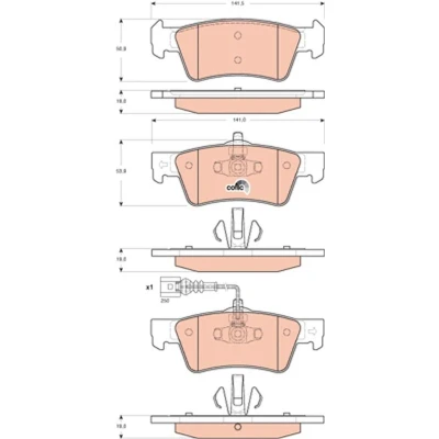 Image of 7H8698451 Brake pad set TRW COTEC GDB1671 incl. wear warning contact VOLKSWAGEN: Touareg I, Transporter 5, 5 Bus