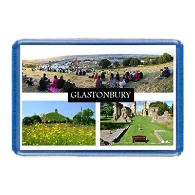 Image of Glastonbury Postcard Style Design 7cm x 4.5cm Novelty Tourism Fridge Magnet.