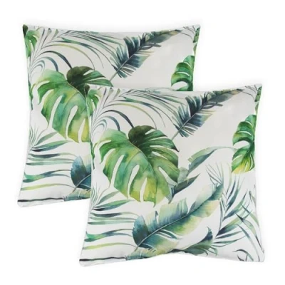 Image of Gardenwize Pack of 2 Outdoor Scatter Cushions, Garden Furniture Cushions Covers &amp; Pillows (Botanical Leaf)