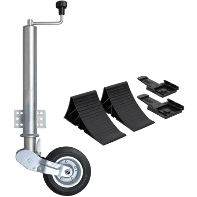 Image of vidaXL Trailer Jack Wheel 60 mm with Chocks