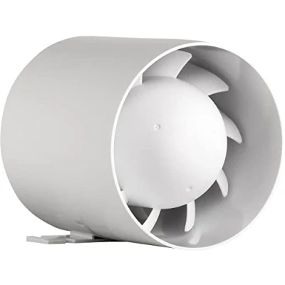 Image of SYSTERM Small Universal Duct Fan aRc Diameter 100 mm / 10 cm with Ball Bearing Axial Pipe Supply Air Exhaust Low Energy Consumption 15 W High Efficiency 104 m3/h