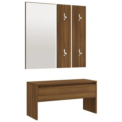 Image of vidaXL Hallway Furniture Set Brown Oak Engineered Wood