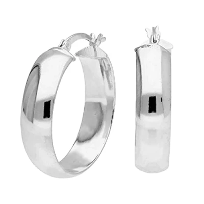 Image of Sterling Silver Chunky Creole 25mm Hoop Earrings