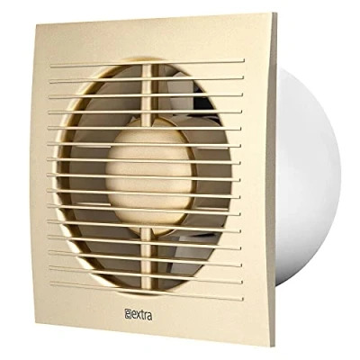 Image of Bathroom Extractor Fan 125mm / Stylish Kitchen Ventilator Duct Air Vent Grille (with Pull Cord Switch and Plug, Gold)