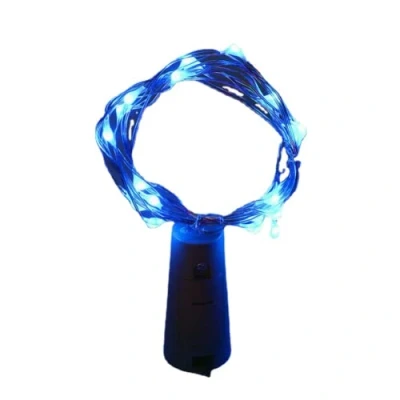 Image of anso 20pcs LEDs 2M Fairy String Lights Wine Bottle Copper Cork Wire Lamp Party Decor (Blue)